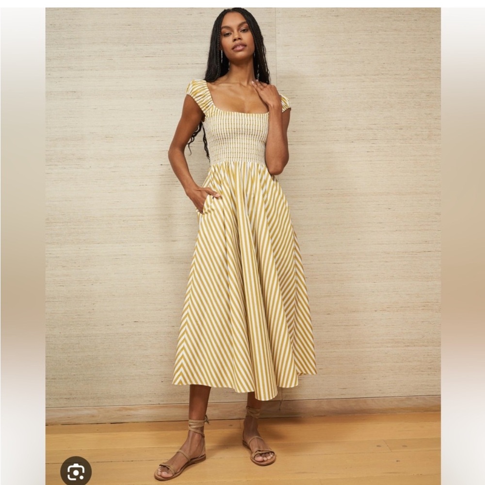 NWT La Ligne “Vivian” dress in S, cream and gold striped